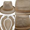 Mesh Western Cowboy Hat Breathable Jazz Fedora Hats New Roll Brim Cowgirl Cap  Outdoor Riding