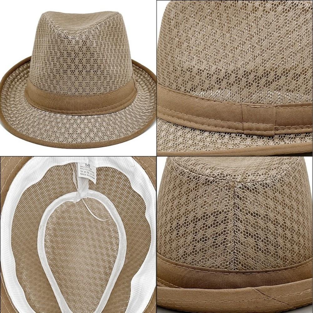 Mesh Western Cowboy Hat Breathable Jazz Fedora Hats New Roll Brim Cowgirl Cap  Outdoor Riding