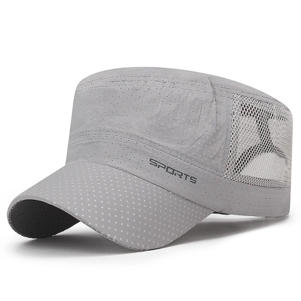 Vintage Mesh Flat Top Hat Adjustable Sun Protection Flat Peaked Cap Lightweight Quick Drying Men’s Sun Hat Hiking