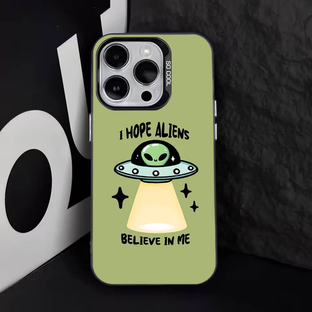 

Space UFO Alien Thing Funny Phone Case For iPhone 17,16,15,14,13,12,11,Pro,XS,Max,Plus,Mini,SE4,E IMD Matte Black iPhone17Pro