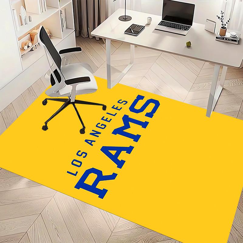 Los Angeles Rams Logo Print Area Rug - Soft, Washable Non-Slip Indoor Mat for Office Chairs, Living Room, Home Office Decorative Rug