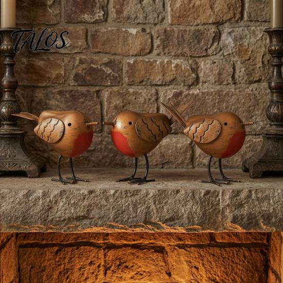 Metal Bird Figurines for Home Decor Rustic Birds Decoration, Outdoor Garden Statue Decorative Ornaments, Iron Statues Living Room Distressed Figurine