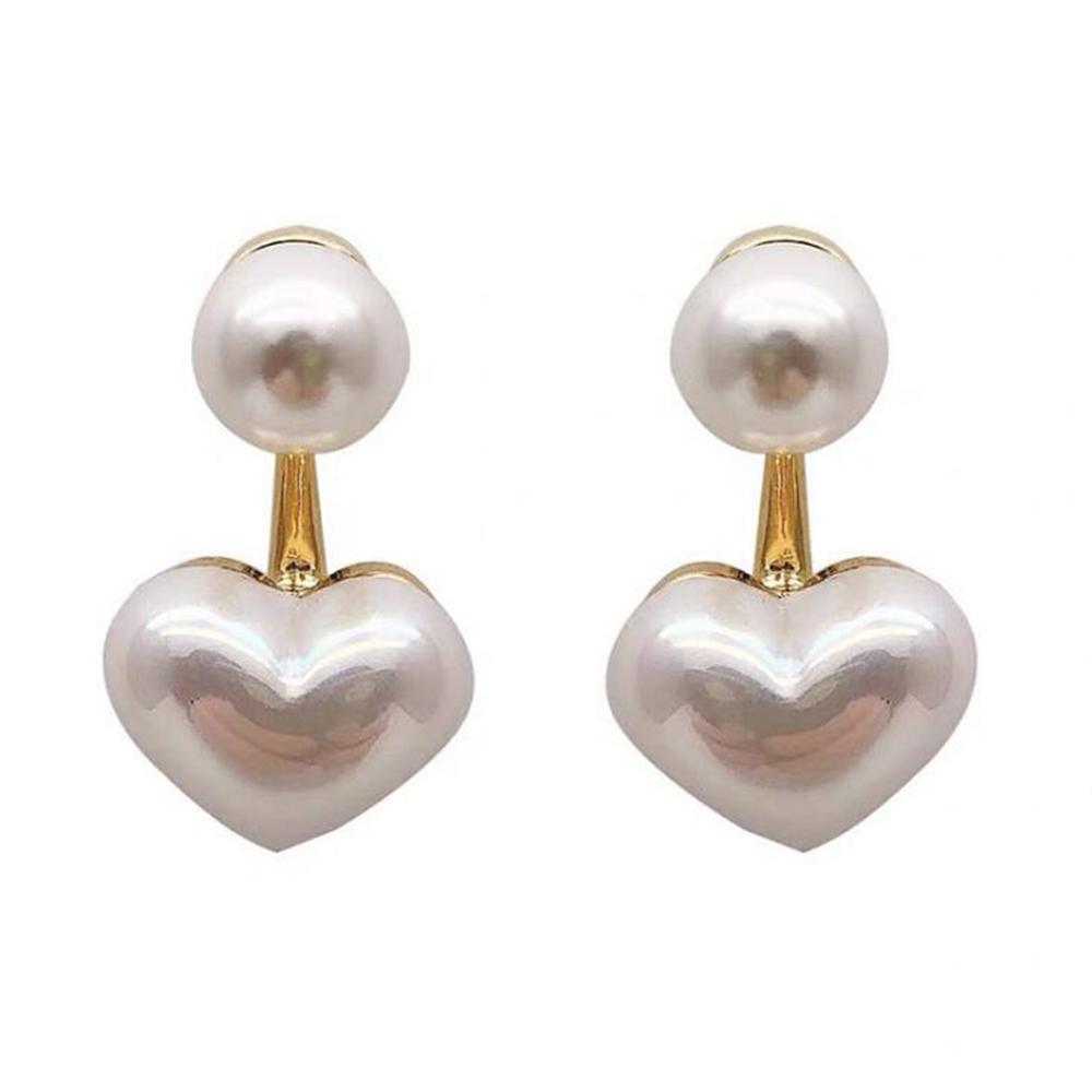 New Fashion Heart Pearl Drop Earrings for Women Sweet Elegant Temperament Trend Jewelry Accessories Love Heart Shape