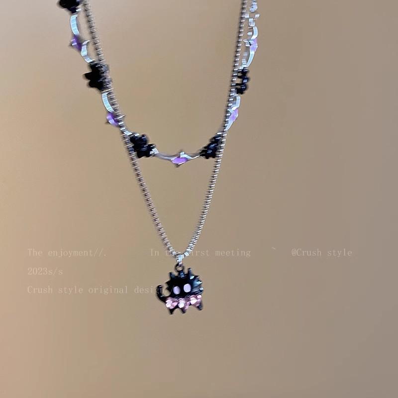 Cat~ Kitten Zircon Double Necklace Girls Versatile Stacked Accessories Premium Design Niche Clavicle Chain