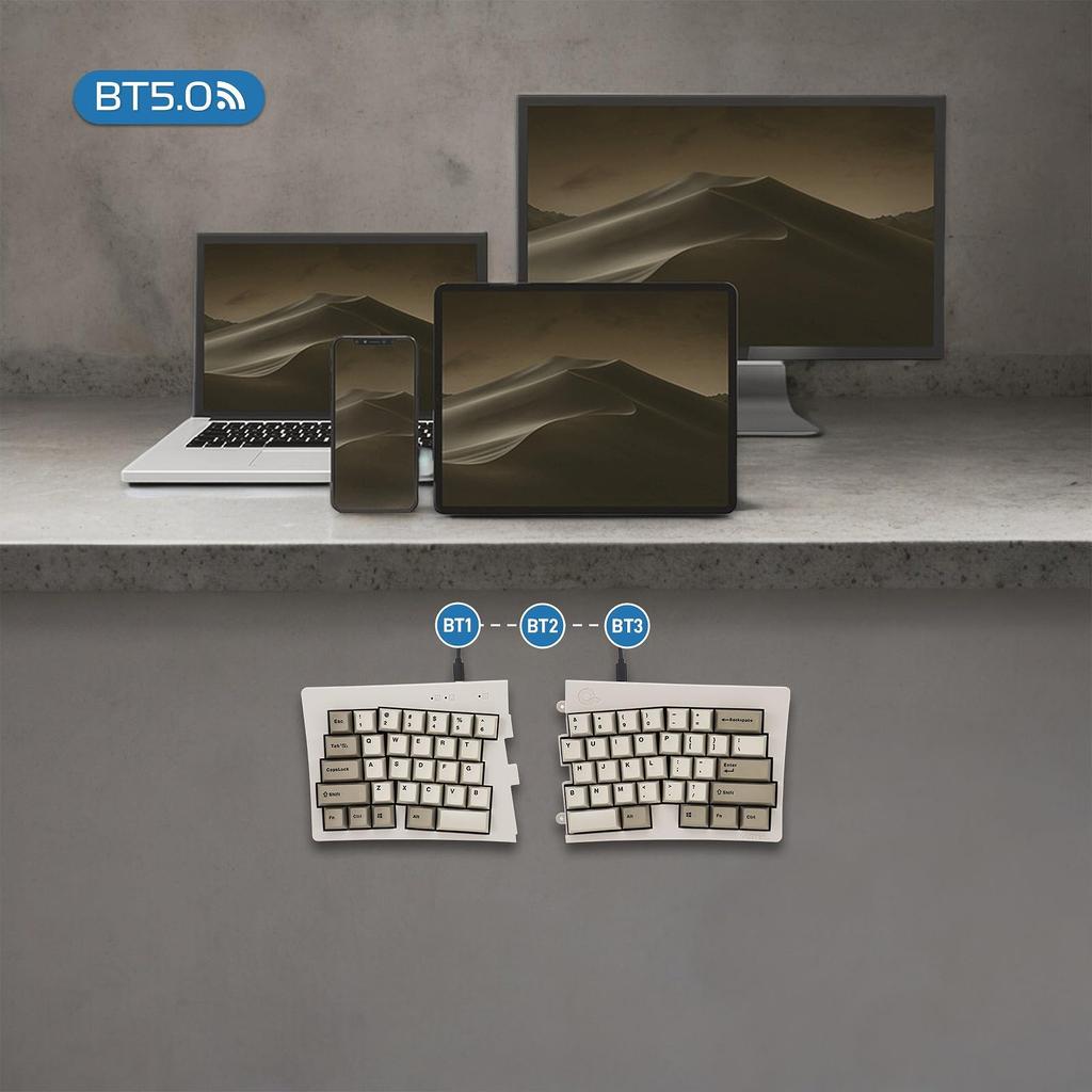 BAROCCOMiSTEL MD600 Alpha Rhino Split Wired Bluetooth 64 Rhino Color Macro Media Key Support Japanese Distributor (English Layout/Brown Switches)