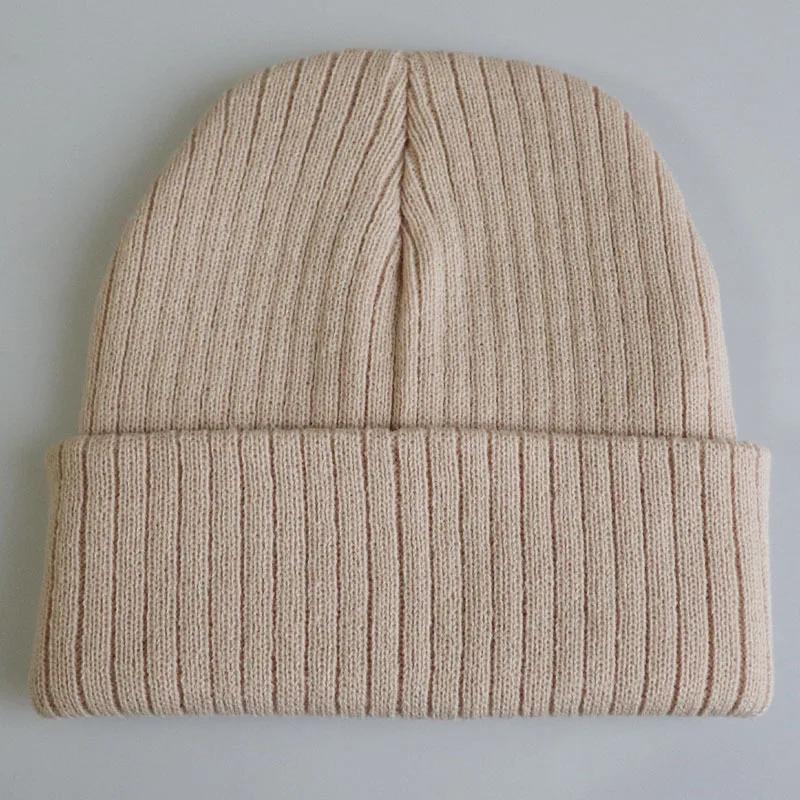Solid Color Unisex Beanie Keep Warm Knitted Hat Fashion Hip Hop Stripe Winter Hats Skuilles Dad Ski Ladies Casual Bonnets Cap