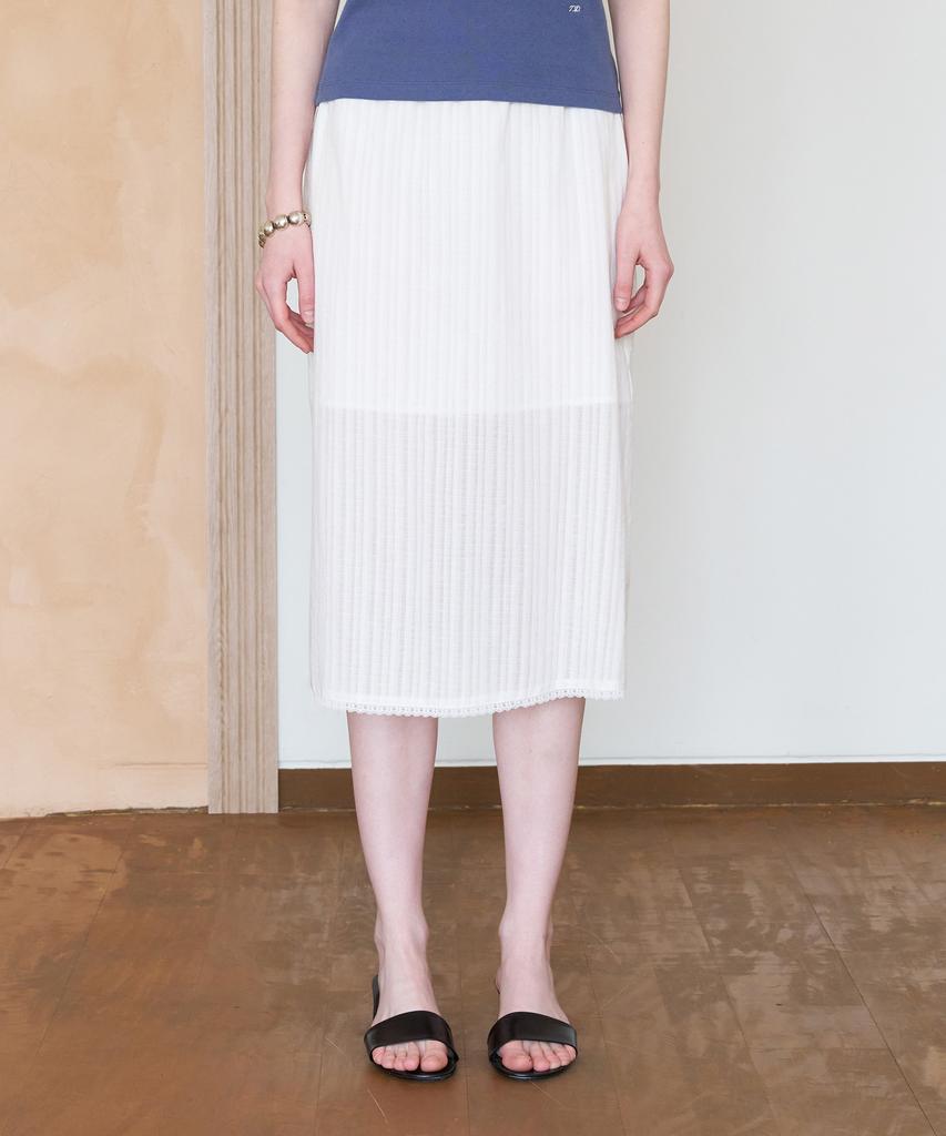 Tudment Gauze Midi Skirt_White