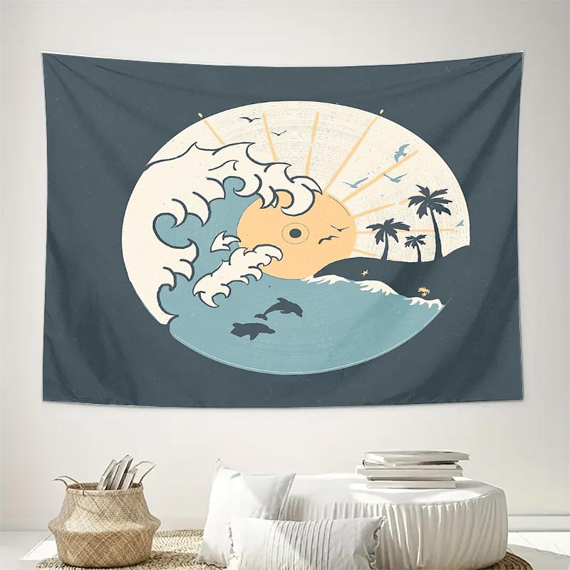 Ocean Wall Tapestry Sea Turtle Whale Sunset Beach Aesthetic Room Decor Tapestry Hippie Wall Hanging Bedroom Decor Art