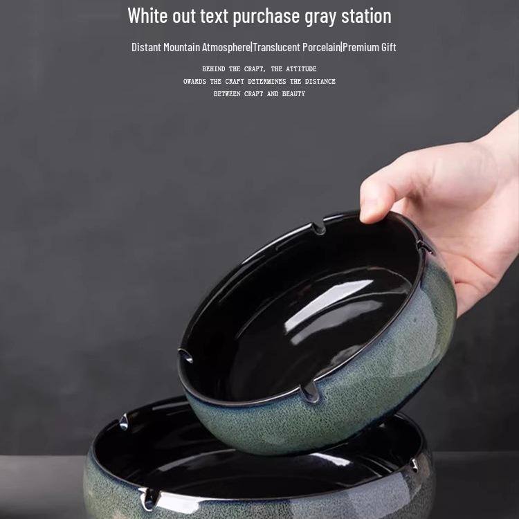 Retro Ceramic Ashtray - Large, Creative Design for Home or Office Anti-Fly Ashtray