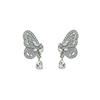 Elegant Butterfly Earrings: Silver Needle Korean Style with Crystal Water Drop Inlay