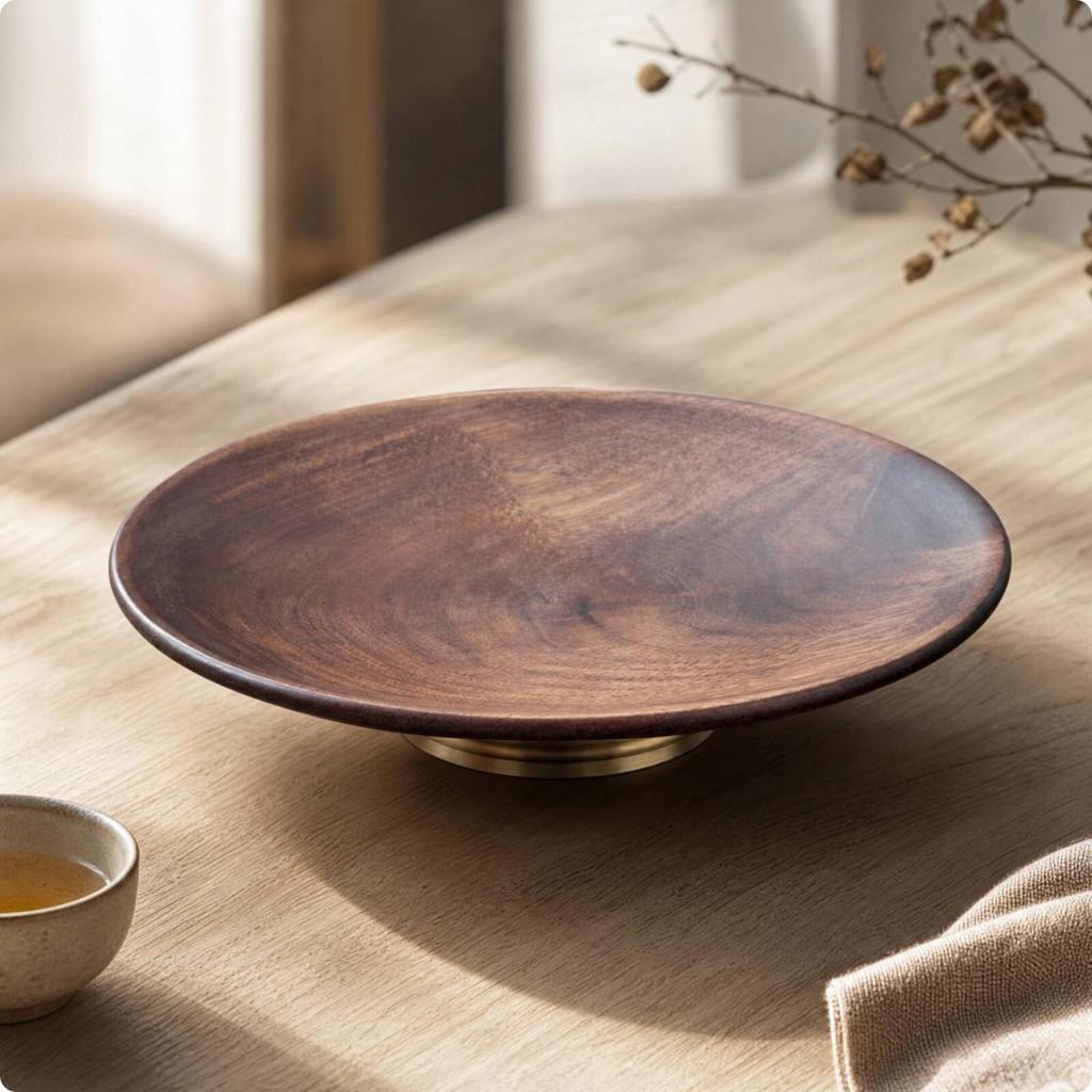 Black Walnut Wood Snack Plate Minimalist Wooden Fruit Tray Strong