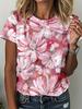 3D Colorful Floral Pattern Women's T-shirts Summer Casual Round Neck Top Short Sleeve Loose Casual Daily T-shirts
