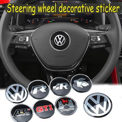 1 Stück Aluminium ABT/R/GTI Logo JYJX4EY4 Auto Lenkrad Aufkleber für VW Jetta Golf R Käfer CC EOS GTI R32 MK4 Zubehör Auto Styling