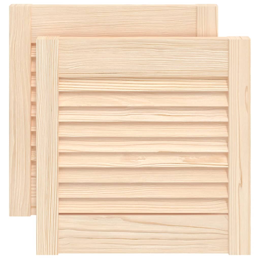 Cabinet Doors with Louvered Design 2 Pcs 39.5 X 39.4 Cm Solid Wood