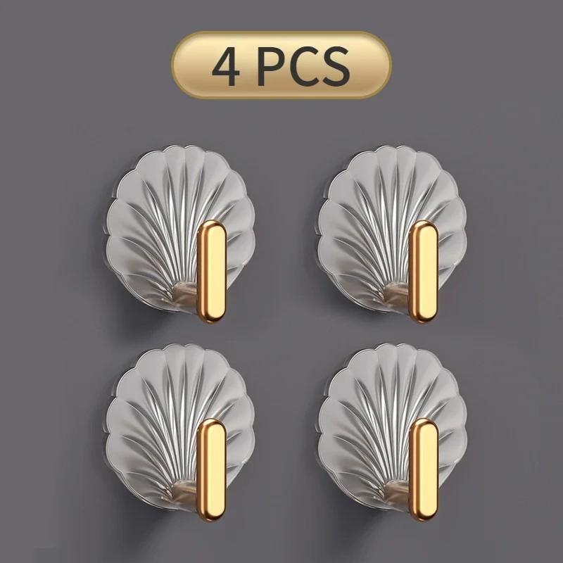 8/4PCS Punch-Free Strong Wall Hooks Luxury Strong Sticky Coat Hanger Rack Clothes Bag Key Kitchen Door Organizer Easy Install