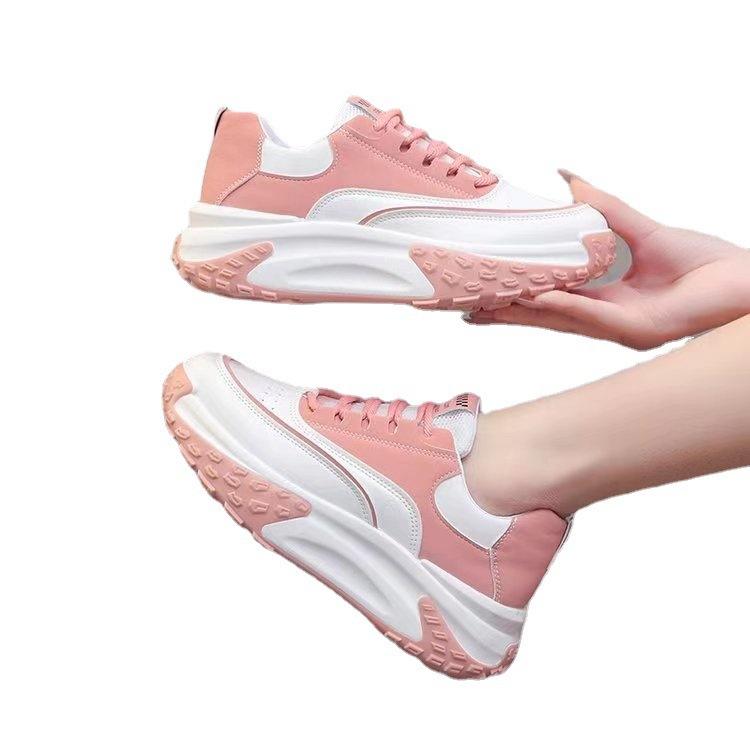 INS Trendy  Spring New Casual Daddy Shoes Women's All-Match Sneaker Platform Hidden Heel Lace-up Women's Shoes