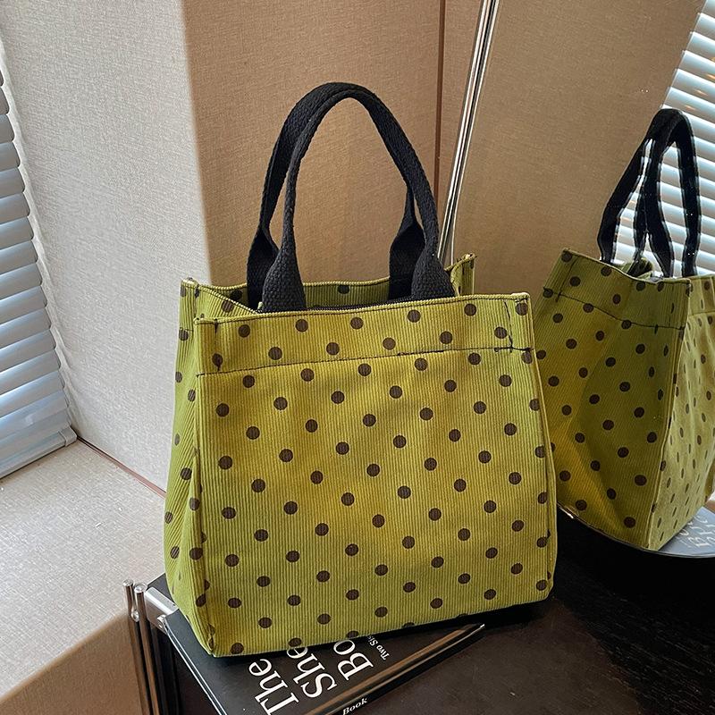 Dot-pattern Tote Bag - Cute Girl's Pink Single-shoulder Canvas Handbag