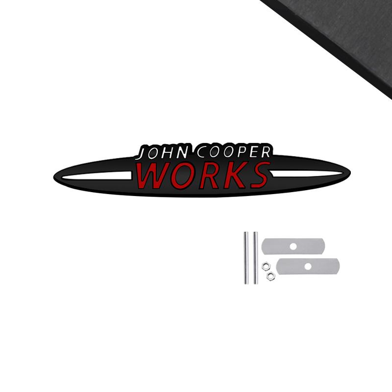 Emblema Nero JCW Styling Auto Adesivo 3D Metallo Griglia Cofano Anteriore Badge Per MINI Cooper S R55 R56 F54 F56 F55 F60 Decorazione Carrozzeria