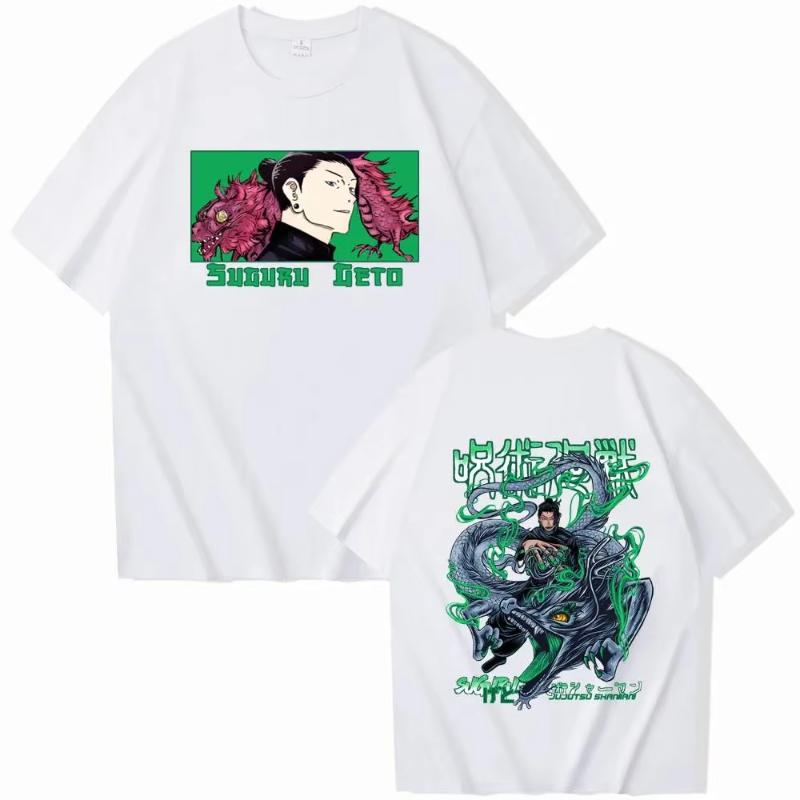 MINISO Japanese Anime Jujutsu Kaisen Suguru Geto Graphic Print T Shirt Fashion Unisex Casual Crew Neck Short Sleeve T Shirt