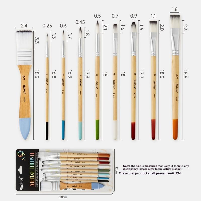 

9pcs Acrylic Oil Painting Beginner Brush Set Nylon Hair For Canvas Watercolor Artist Painting Tools Art Supplies хаки