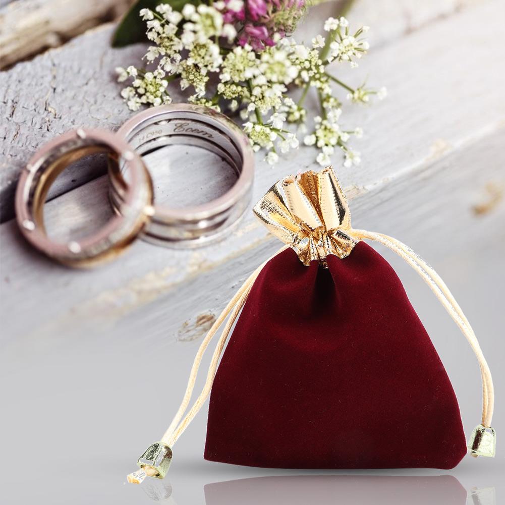 25 Stück Kordelzug Geschenk Schmuck Aufbewahrungsbeutel Beutel Halter Tasche Organizer (Weinrot 10x12.5cm)