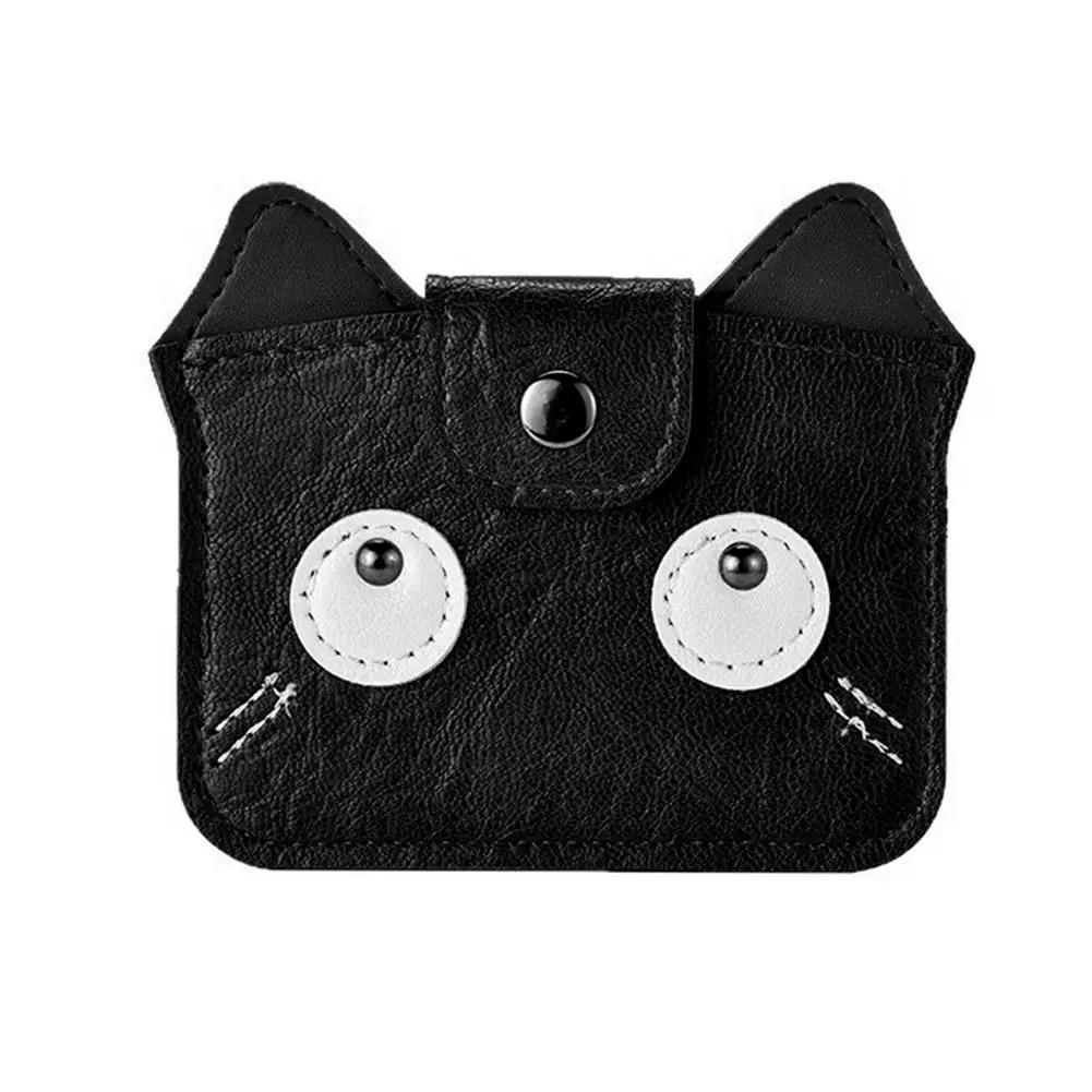 

Women s Retro Card Holder Large Capacity Compact Coin Purse RFID Blocking Mini Wallet Cute Designer Ultra-thin Credit Card Case чёрный
