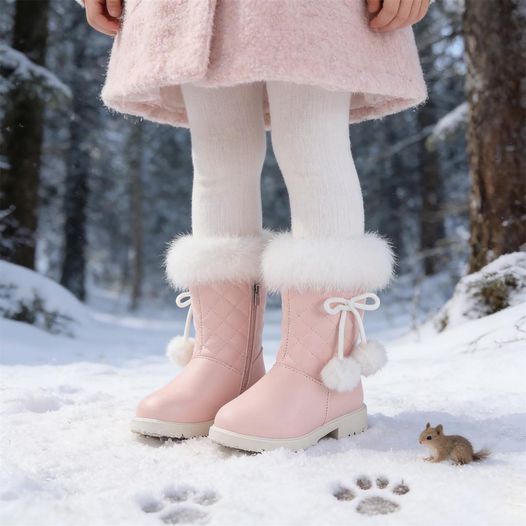 Fashionable And Comfortable Pom,pom Warm Boots For Little Girls