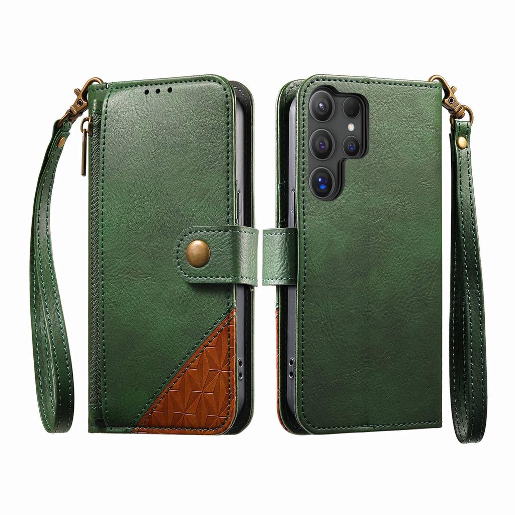 For Samsung Galaxy S26/S25 Edge/S24/S23/S22 Ultra Wallet Case, RFID Blocking 3 Card Slots, Shockproof Cover with Wrist Strap