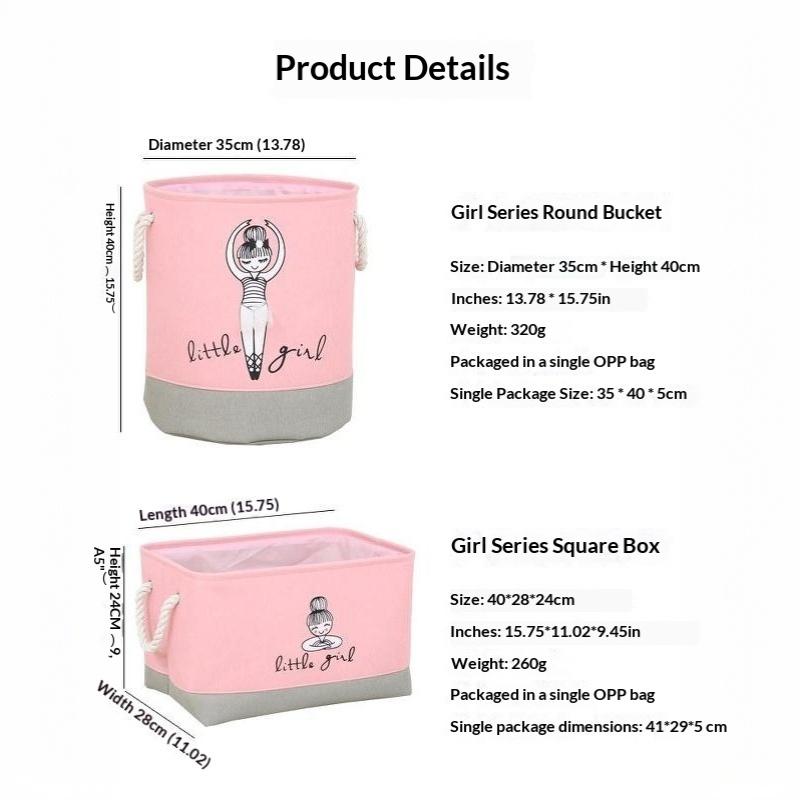 Girls Cute Fabric Storage Bucket 1Pcs Waterproof Storage Basket for Kids Clothes Toys Sundries Nursery Room Organizer