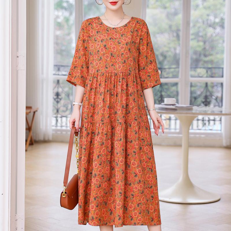 

Большие размеры Повседневные женские платья Летняя винтажная одежда с короткими рукавами Элегантное длинное платье 5XL