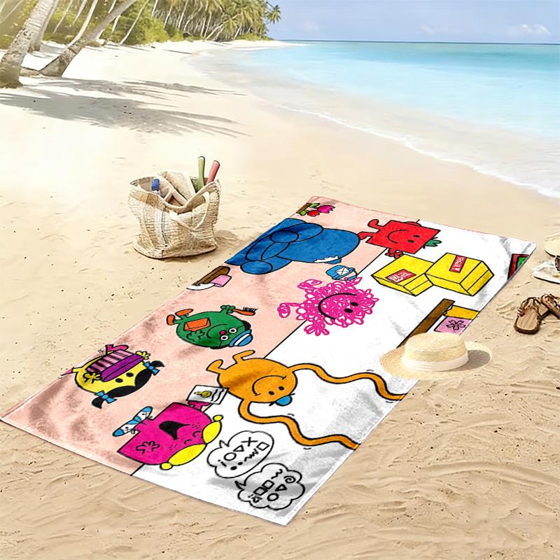 Mr. Men and Little Miss2 Print Beach Towel, Large Soft Quick Dry Towel for Beach Camping Swimming