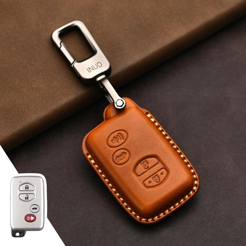 Genuine Leather Protector for Toyota Key Cover Old Prado Land Cruiser Prius Reiz Camry Crown Key Case Cover Fob