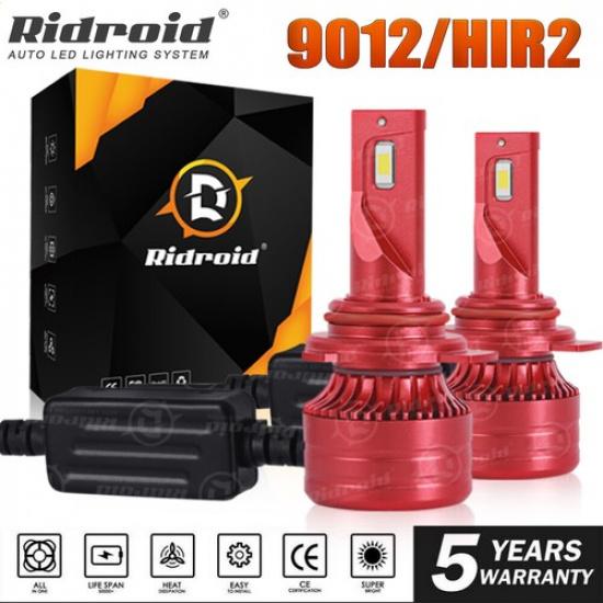 2Pcs 9012 HIR2 LED Headlight Bulbs Kit High Low Beam Super Bright 6500K White