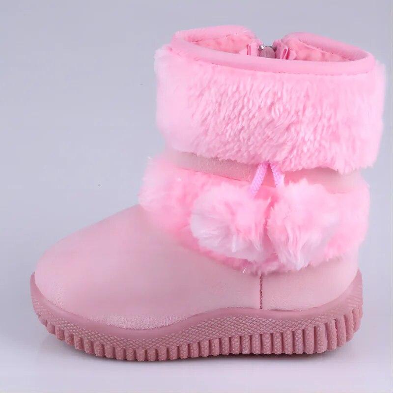 Botas de neve para meninas, botas de inverno confortáveis, grossas e quentes para crianças, botas grossas de bola de arremesso, outono, botas fofas para meninos, sapatos de princesa