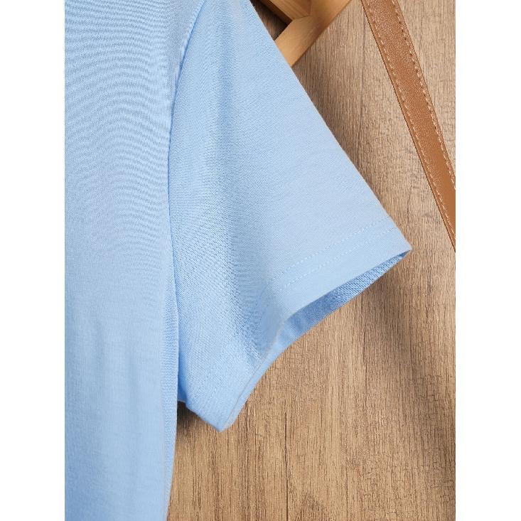New Sweet Style Denim with Pearl Bow Print Short Sleeves and Round Neck T Women's T Shirt Suitable for Casual Outings In Spring and Summer Niche