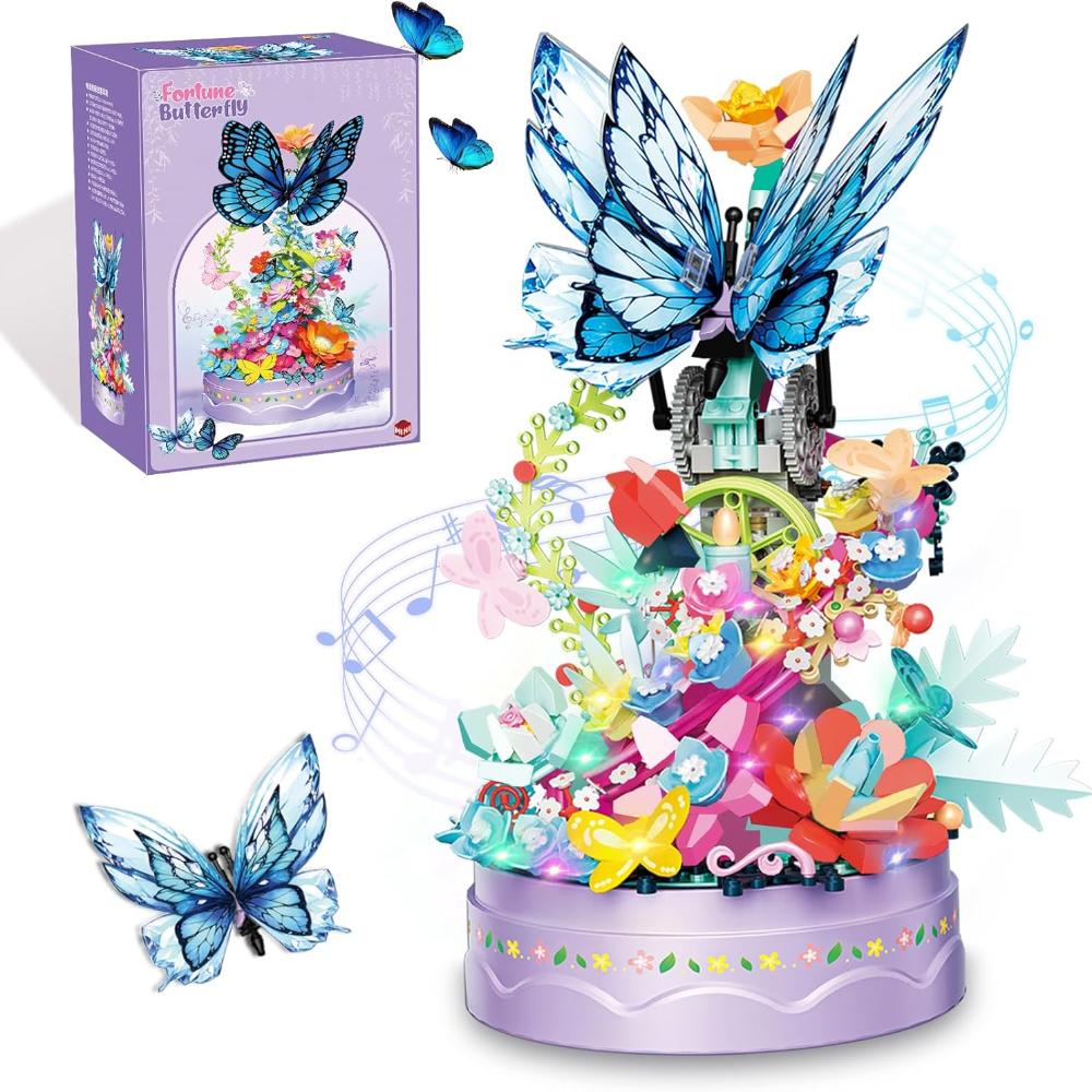 Flower Bouquet Building Kit for Adults, 630 PCS Butterfly Flowers Mini Bricks Building Blocks Bonsai Sets Botanical Collection Home Decor Birthday