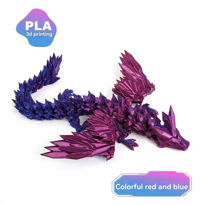 22cm 3D Printed Crystal Dragon with Poseable Wings Articulated Fantasy Dragon Figurine Decor for Easter Home Office Ornaments