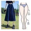 2024 Spring/Summer Women's High Waist Denim Midi Skirt - Slimming Casual Mid-Length In Dark Blue