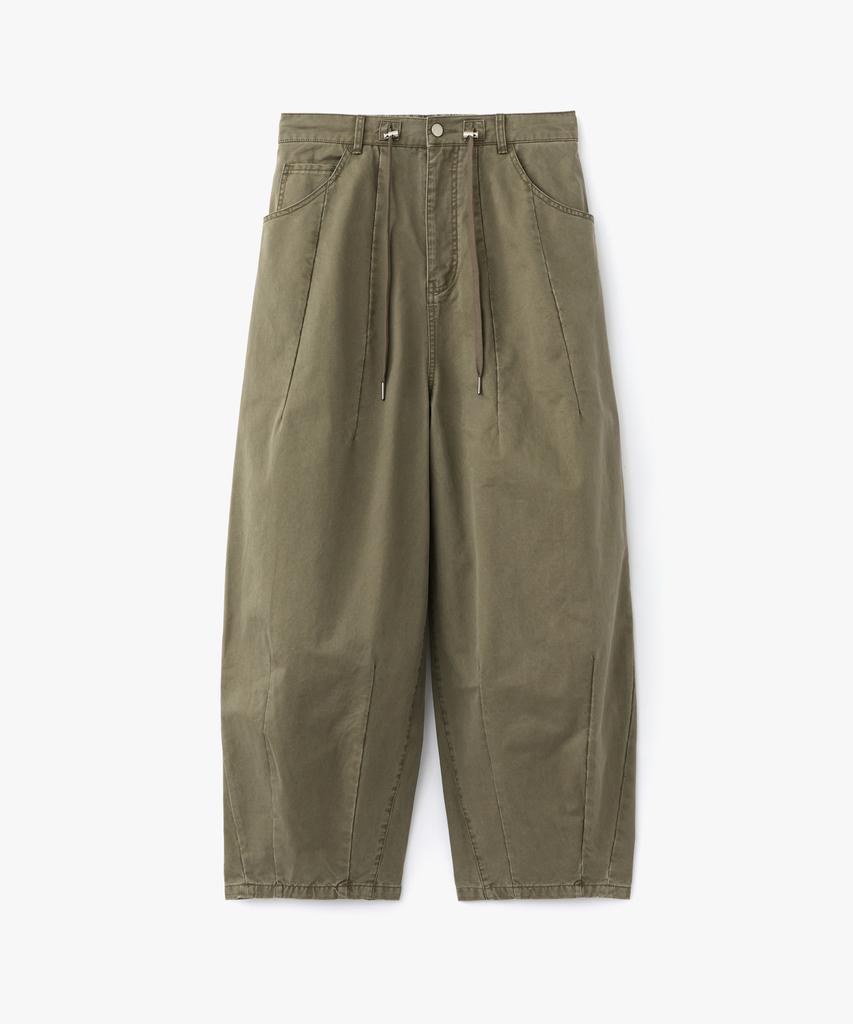 AOTT Washed Wide Balloon String Cotton Pants Khaki
