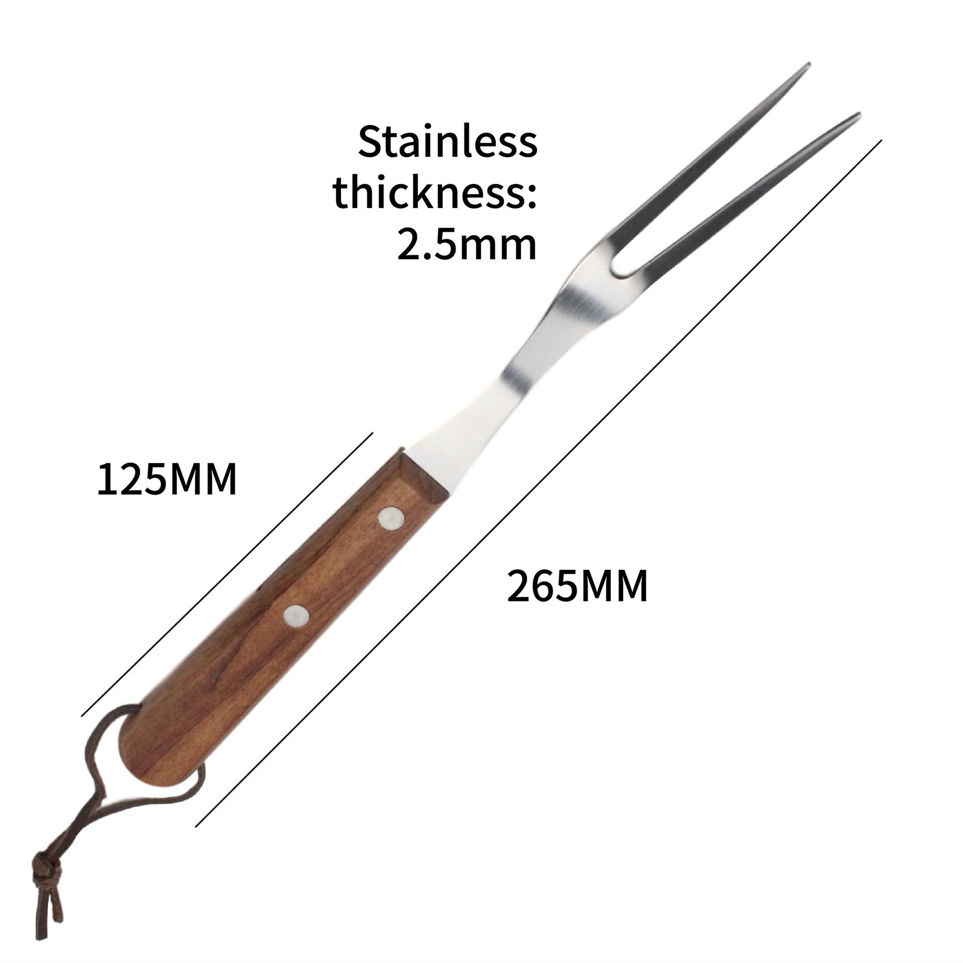 

Барбекю вилка для мяса из нержавеющей стали с деревянной ручкой