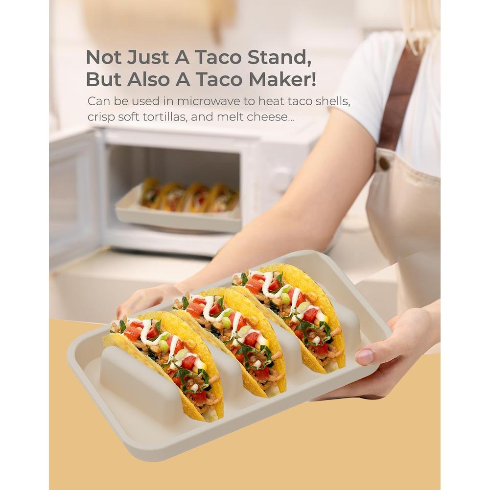 Silicone Divided Taco Tray Rack For Tortillas 28.6*16.5*3CM For Holding Tortillas And Tacos Tableware Cookerware Kitchen Tools