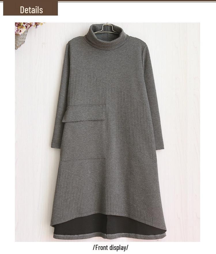 2026 Artistic High Neck Irregular Thickened Long Dress for Women