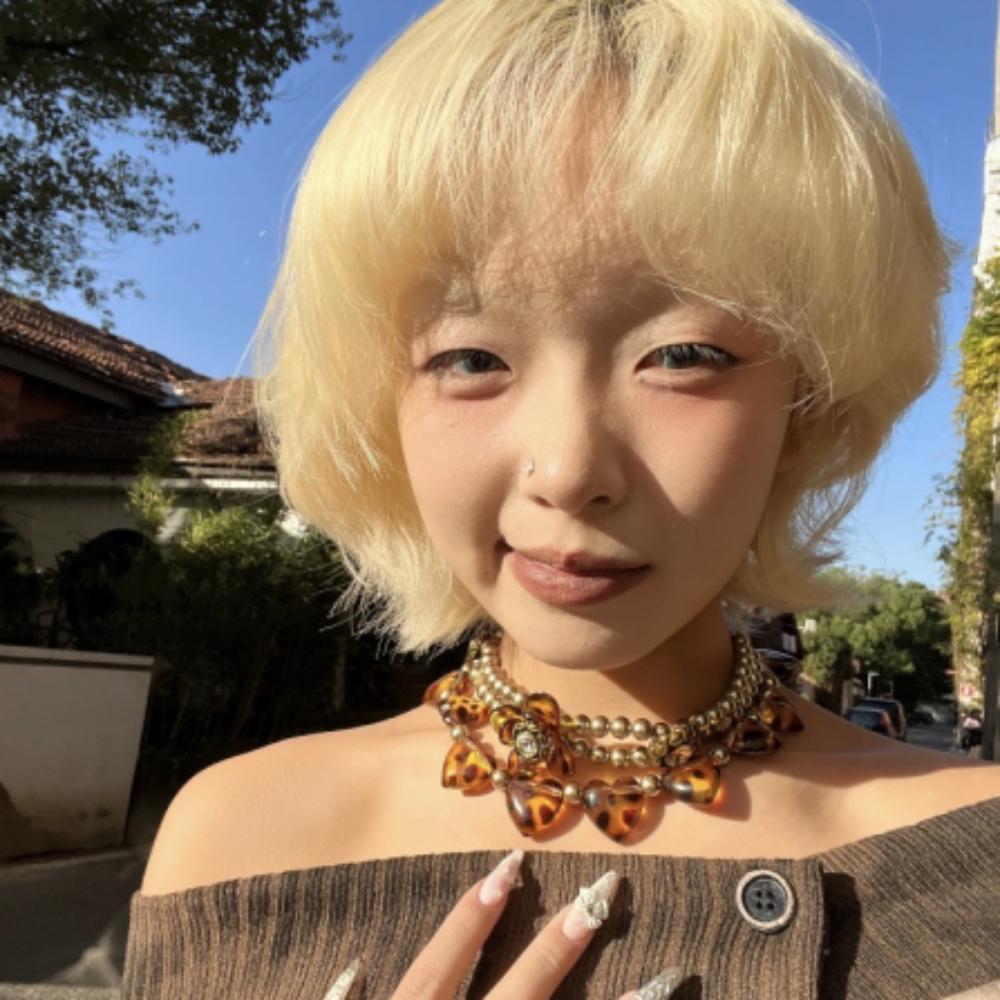 Leopard Flower Heart Necklace Rhinestone Clavicle Chain Fashion Pearl Beaded Choker  Women