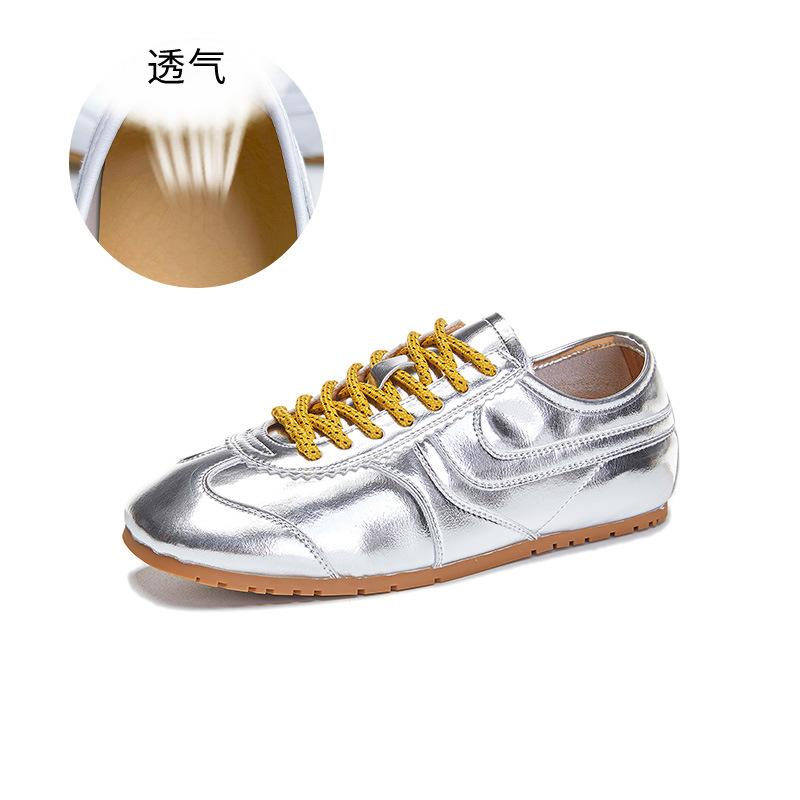 Leather Women's Autumn New Flat-bottomed Sports Shoes Women's Casual Versatile Shoes Children's Solid Color Women's Shoes Trend