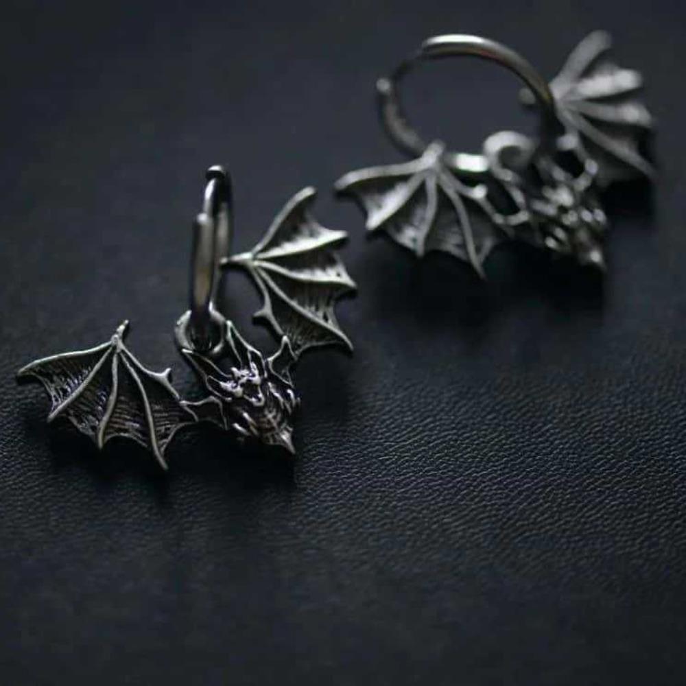 Gothic Fashion Gothic Ancient Spread The Wings Bat Hoop Earrings for Women Men Halloween Witch Hip-hop Punk Jewelry Accessories