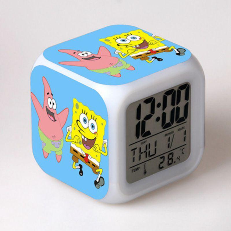 7 Color Glowing Digital Alarm Clock With Date Week Temperature And Snooze Functions