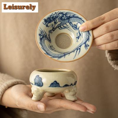 Butikowy Niebiesko-Biały Zaparzacz do Herbaty Wzór Smoka Ziołowa Herbata Sitko do Herbaty Domowy Zaparzanie Herbaty Filtr do Herbaty Cha Zestaw do Herbaty Rzemiosło