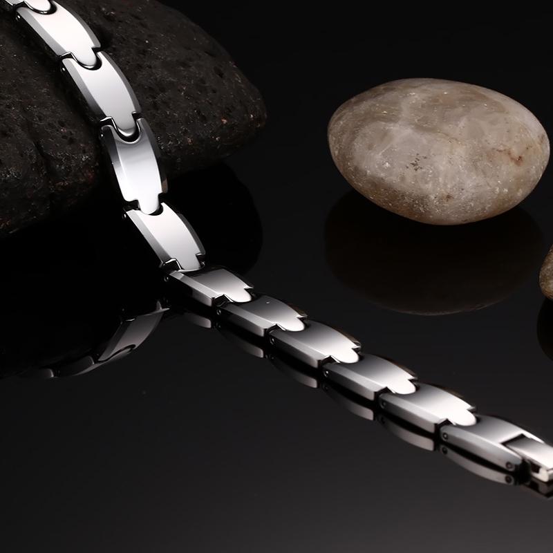 Ikuinen Couple Tungsten Bracelet for Men Women Hematite Health Energy Chain Link Bracelet Lovers Wristband Magnetic Bracelet Benefits