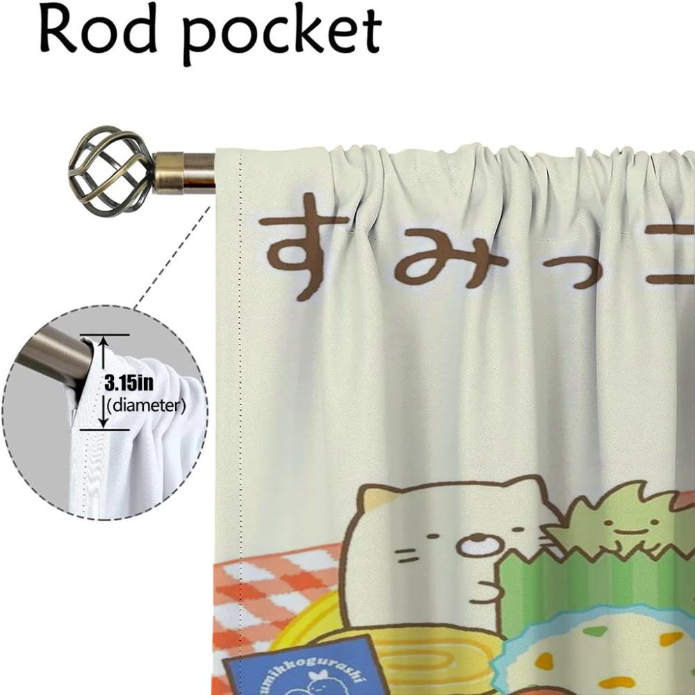 Window Curtain for Room 2 Panel Sumikkos Gurashis Kitchen Curtains 2 Pieces Home Interior Curtains Halloween Decoration Living