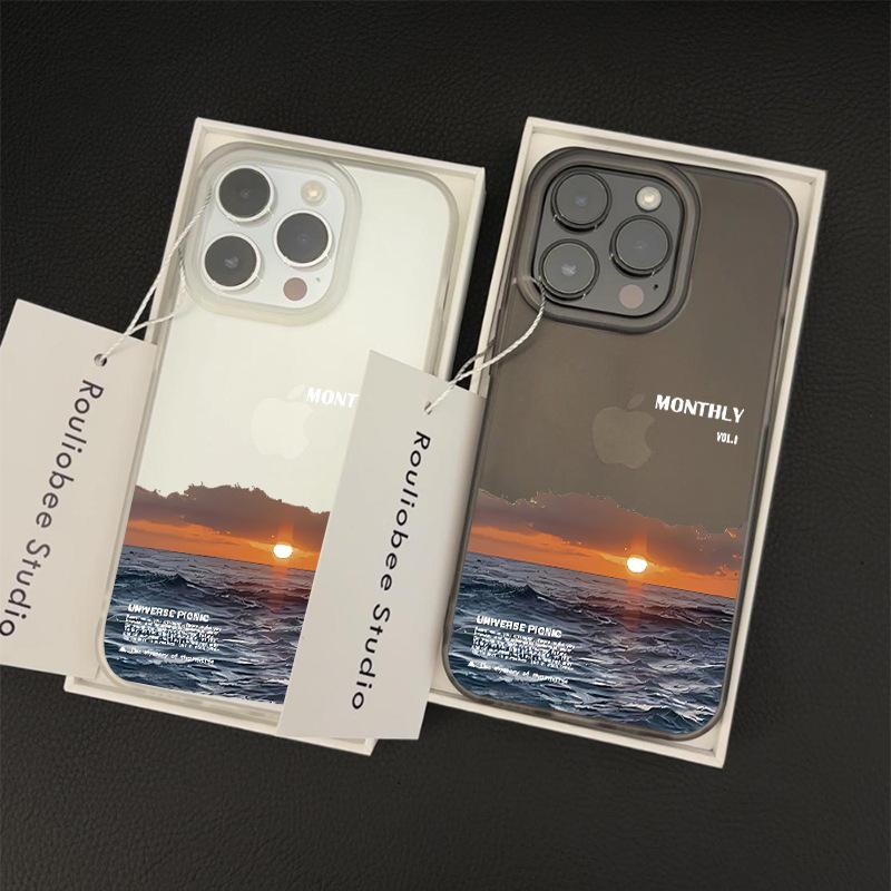 

Half View Sunset Frosted Case for iPhone 16 Pro Max/16 Pro/16 Plus iPhone 15 Pro